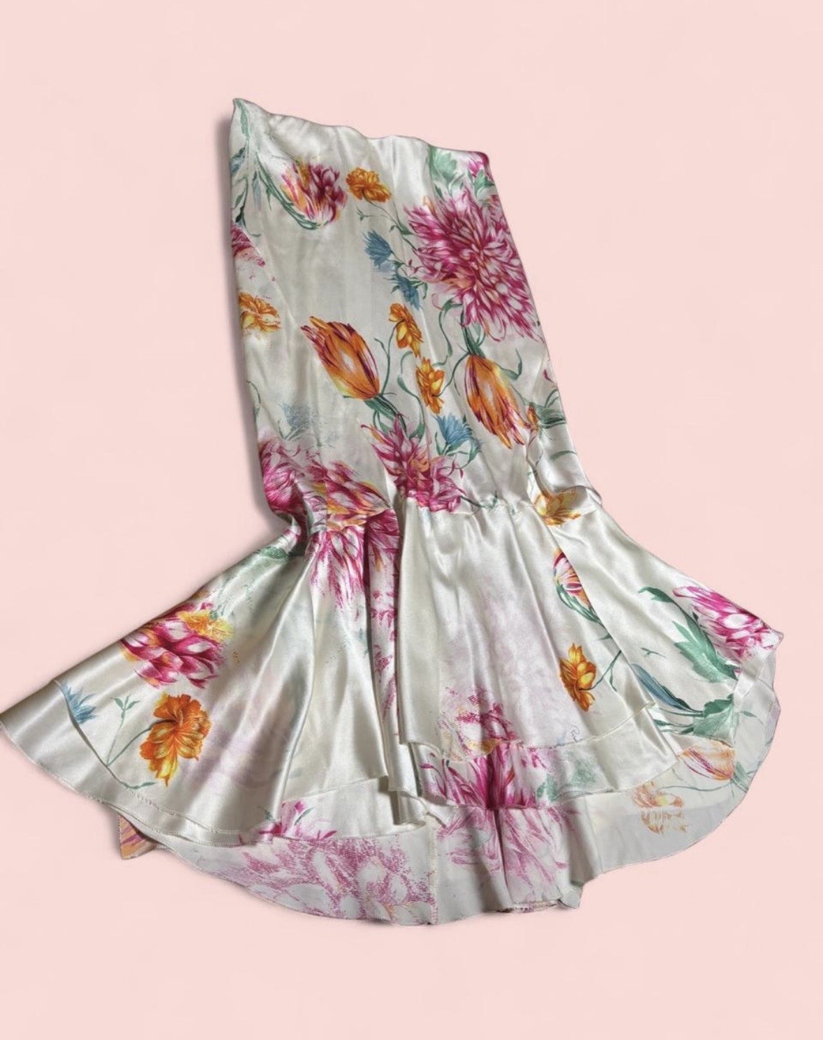 Roberto Cavalli SS2002 Silk Floral Ruffle Skirt Rare image 3