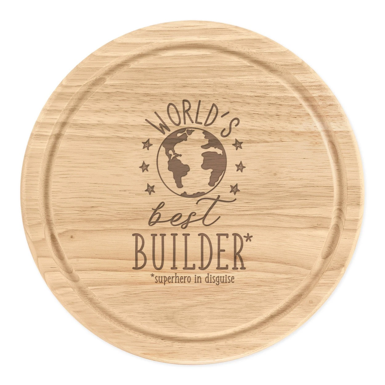 World's Best Builder Round Chopping Cheese Board Funny Joke Favourite