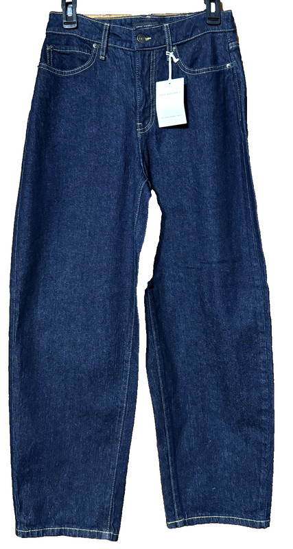 NWT FREE ASSEMBLY COTTON SPANDEX BARREL LEG DARK BLUE JEANS - SZ 8