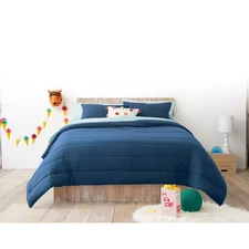 Full/Queen Channel Jersey Kids' Comforter Set Navy - Pillowfort: Quilted
