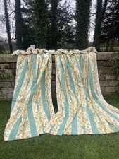 Wonderful Pair of Vintage Linen Curtains Thermal Lined + Pelmet 73” x 95” drop