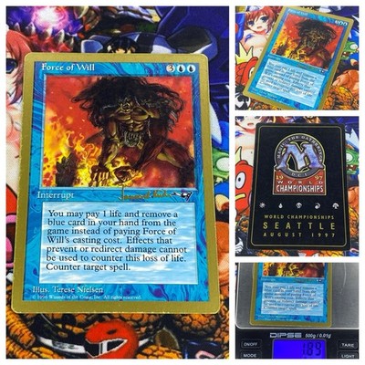 MTG Force Of Will    VG Magic WCD Champion Deck 1997 Janosch Kuhn OG Counter