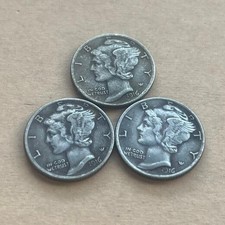 3PC 1916 D Mercury Dime Low production in the first year As shown in the figure