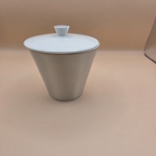 Nikko Fine Bone China White Ribbed Covered Sugar Bowl with Lid - Made in Japan