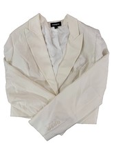 Express Solid Blazer Jacket Cropped Short Button Lined Women s Size M White