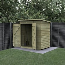 Image of Forest Beckwood 6x4 Pent Shed No Window Double Dr Wood Outdoor Storage Free Del