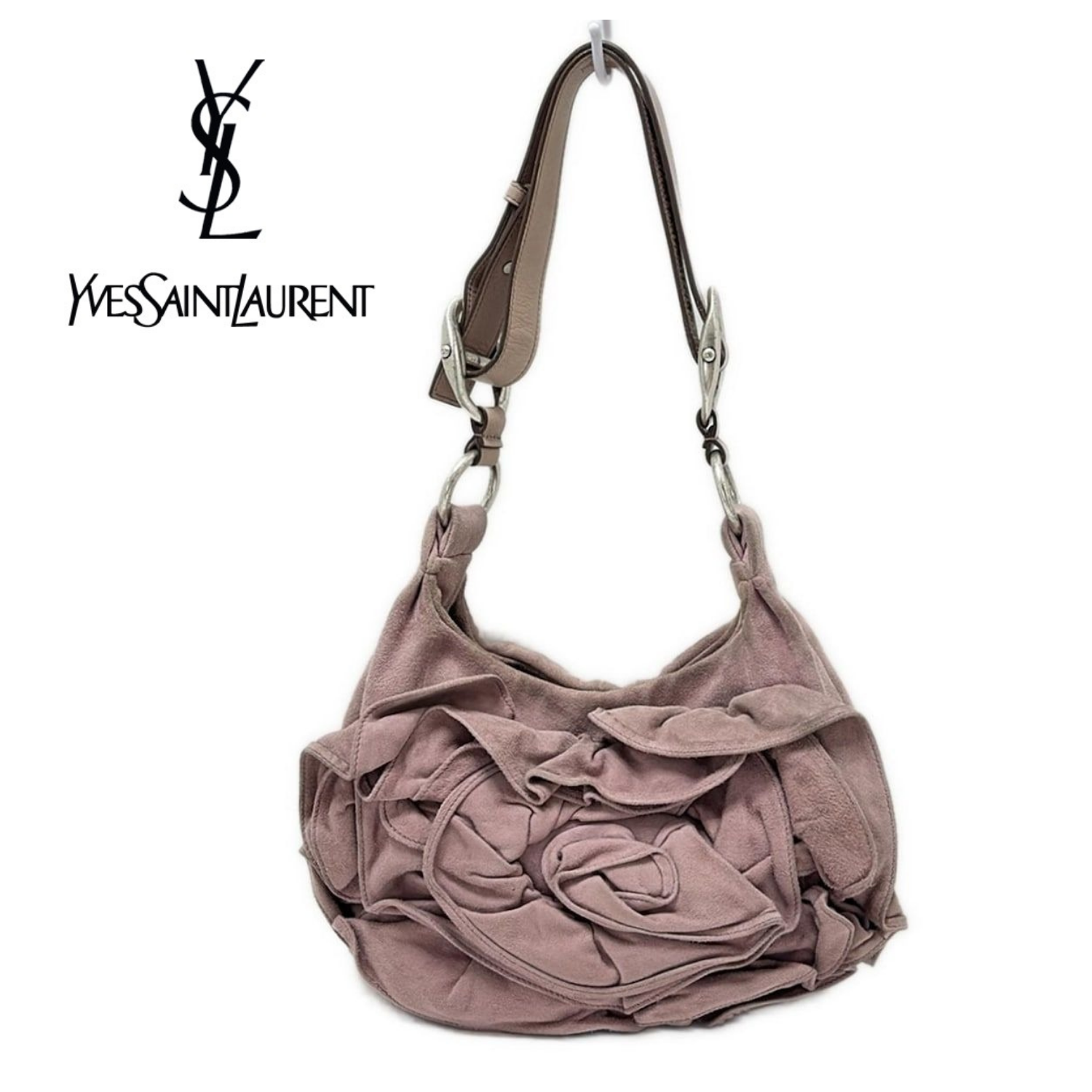 Borsa a tracolla Yves Saint Laurent Rive Gauche Nadja 112937 scamosciata rosa fiore