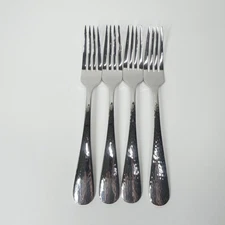 Reed & Barton River Hammered 18/10 Stainless Flatware - 4 Dinner Forks Lot