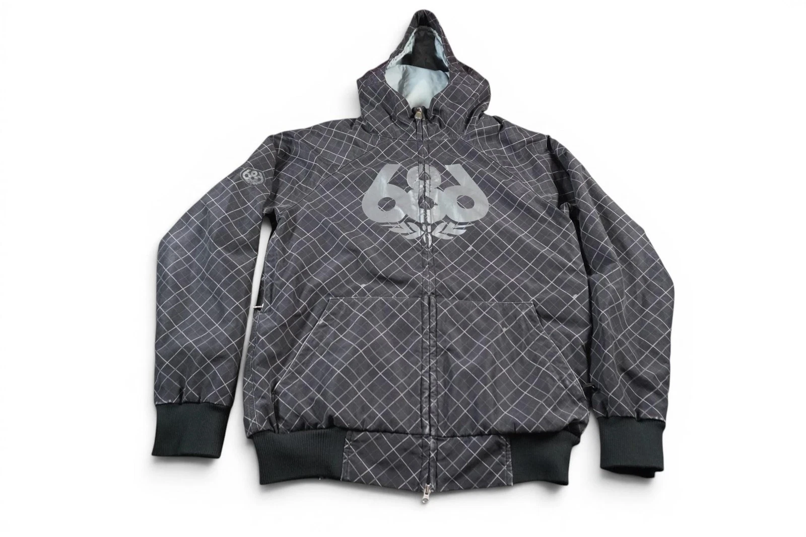 686 Plexus Jacket Mens Large Gray Softshell Hooded Full Zip Ski Reflective Snow