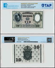 Sweden 10 Kronor, 1959, P-43g, UNC Varying Signatures, Authenticated