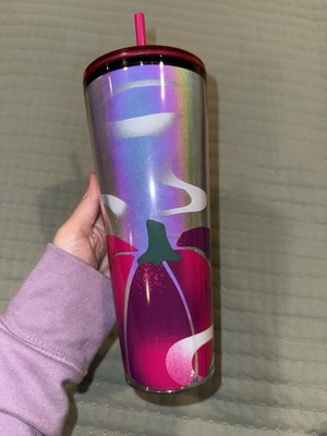 Starbucks Halloween Camera Flash Activated Holographic Pumpkin Tumbler 24 oz