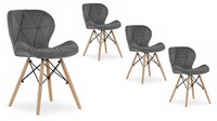 "Gepolsterter Samtstuhl, Grau, 4Er Set, \"Scandi\", Polsterstuhl Set"