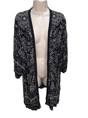 Bila Women s Kimono Top Size M/L Boho Festival Beachy Gauzy Duster Open Front