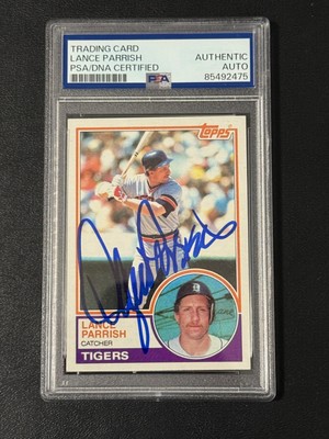Lance Parrish Detroit Tigers 1983 Topps autograph signed baseball card PSA SLAB$