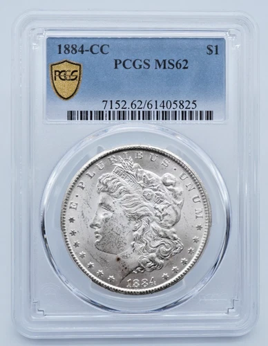 1884-CC Morgan Silver Dollar PCGS MS62 Gold Shield Label - T187