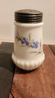 Milk Glass Blue Flower White Satin Sugar Shaker Vintage