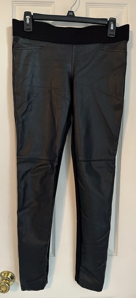 Lauren Ralph Lauren Imitación Cuero Panel Ponte Pull On Pantalones Leggings Negro Talla 4 Foto 2 de 4