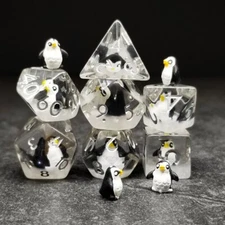 Sage's Friendly Penguin Familiar Resin Polyhedral Dice Set | DnD Dice TTRPG RPG