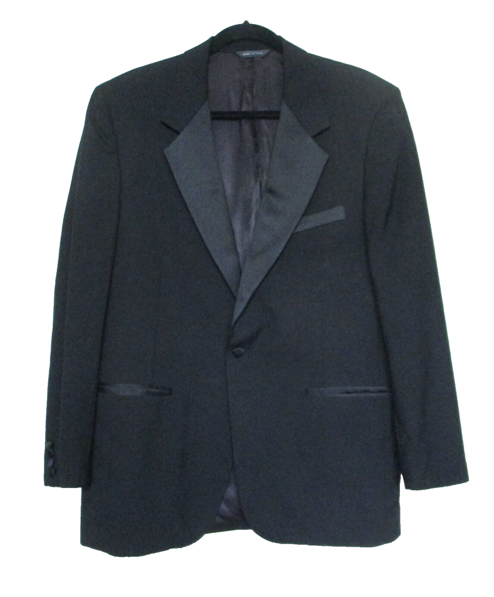 Lanvin Neiman Marcus Tuxedo Jacket 42R Men Black Wool Dinner Blazer Formal