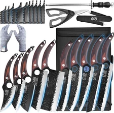 XYJ Professional Kitchen Knife Set with High-Carbon Steel Forged Blades w/Case