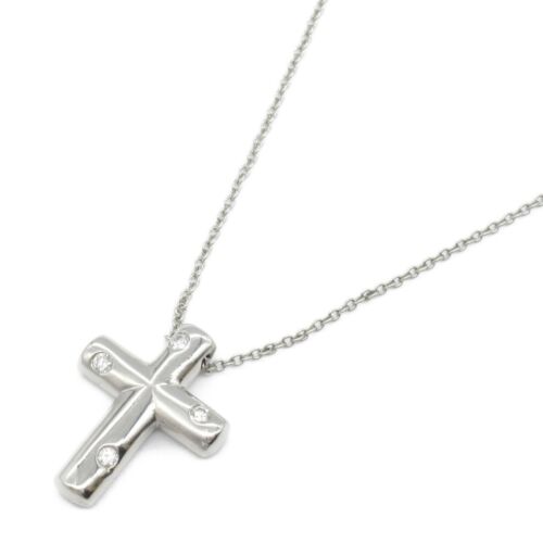 TIFFANY&CO Dots Cross Necklace Diamond Pendant Pt950 Platinum Used women