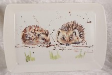 country life collection plastic tray with hedgehogs 9" long x 6" wide