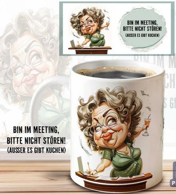 Tasse Woman Grumpy Arbeit Büro Home Geschenkidee Coffee peace overthinker