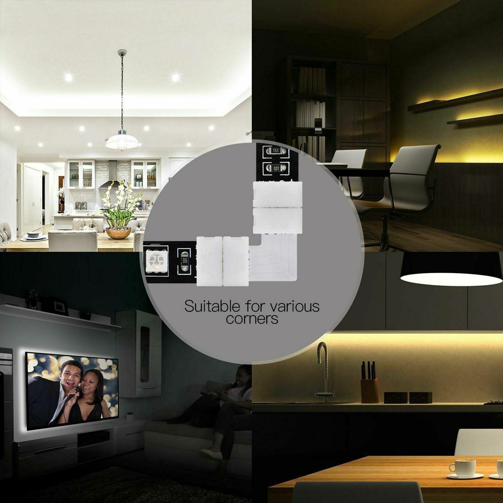 5050 LED Strip Light Corner Connectors RGB L Shape Adapters 90 Degree Joint 10mm eBay