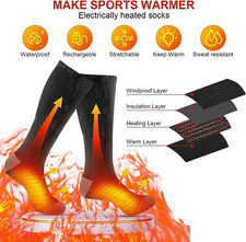 Electric Heated Socks Winter Thermal Warm Shoe Boot Foot Warmer USB Rechargeable
