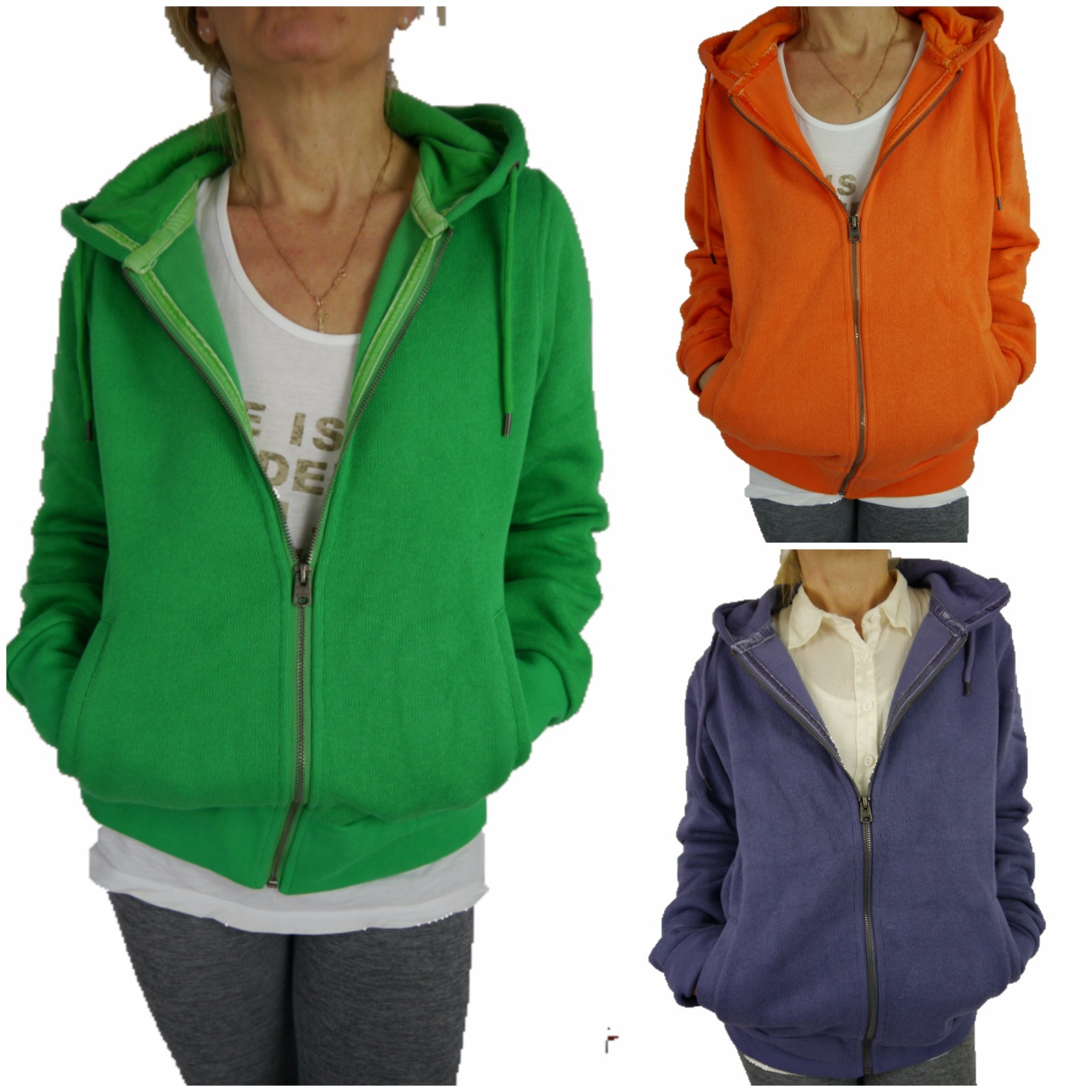 Damen Freizeit Jacke Sweatshirt Jacke Sportjacke mit Reißverschlus und Kapuze eBay