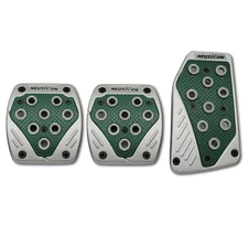 Silver and Green Universal Sports Pedal Pad Non Slip Manual Car Neutron Style