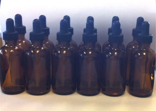 12 pack of 2oz (60mL) Amber Glass Dropper Bottles with Glass Pipettes