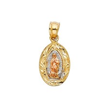 14K Solid Gold Virgin Guadalupe Pendant - Small 14K 3T Gold Virgin Mary- PT1129