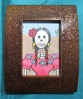 Mini Painting in Frame Day of the Dead Skeleton Native Girl — photo 1