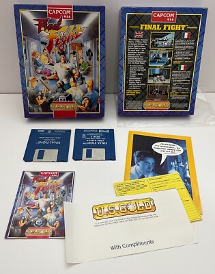 VINTAGE 1991 COMMODORE AMIGA CBM FINAL FIGHT VIDEO GAME BOXED RARE LARGE BOX