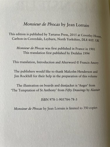 MONSIEUR DE PHOCAS Jean Lorrain (2015) 1st ed 350 copy Tartarus Press HC fine OP - Picture 6 of 8