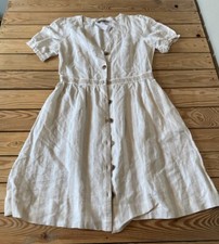 Loft NWT Women’s Button front linen dress size 6 Beige BA