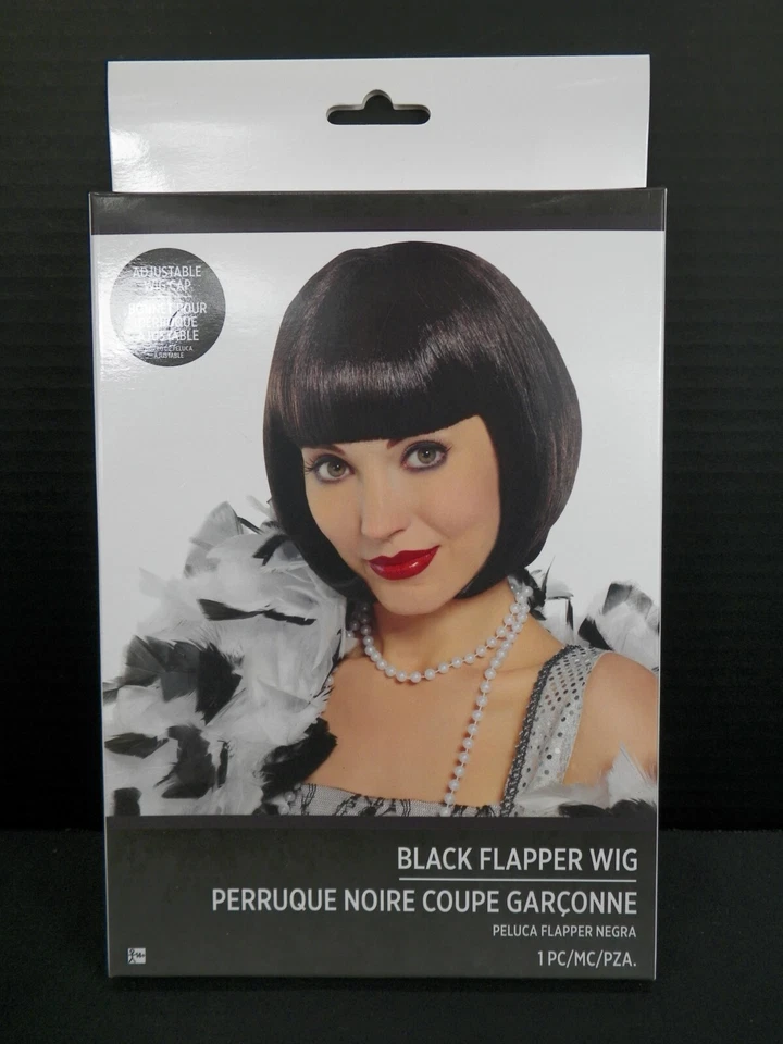 Amscan Black Short Bob Flapper Cosplay Wig Halloween Accessory - Image 2 of 3