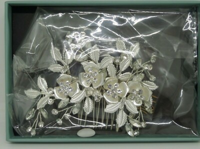 NIB Bridal Hair Combs Ellis Dainty Silver Leaves and Pearl Hair Comb main image 4
