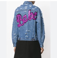 Forte Couture “babe” Denim Oversized Jean Jacket Sz S - Demi Lovato