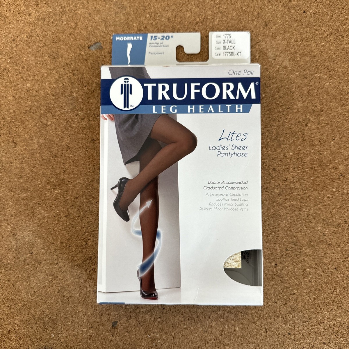 Truform Sheer Lites Compression Pantyhose - 15-20 MmHg, Nude, Tall Size