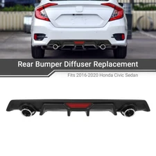 Matte Black Rear Bumper Diffuser Lip Fit For 2016-2020 Honda Civic 4 Door Sedan