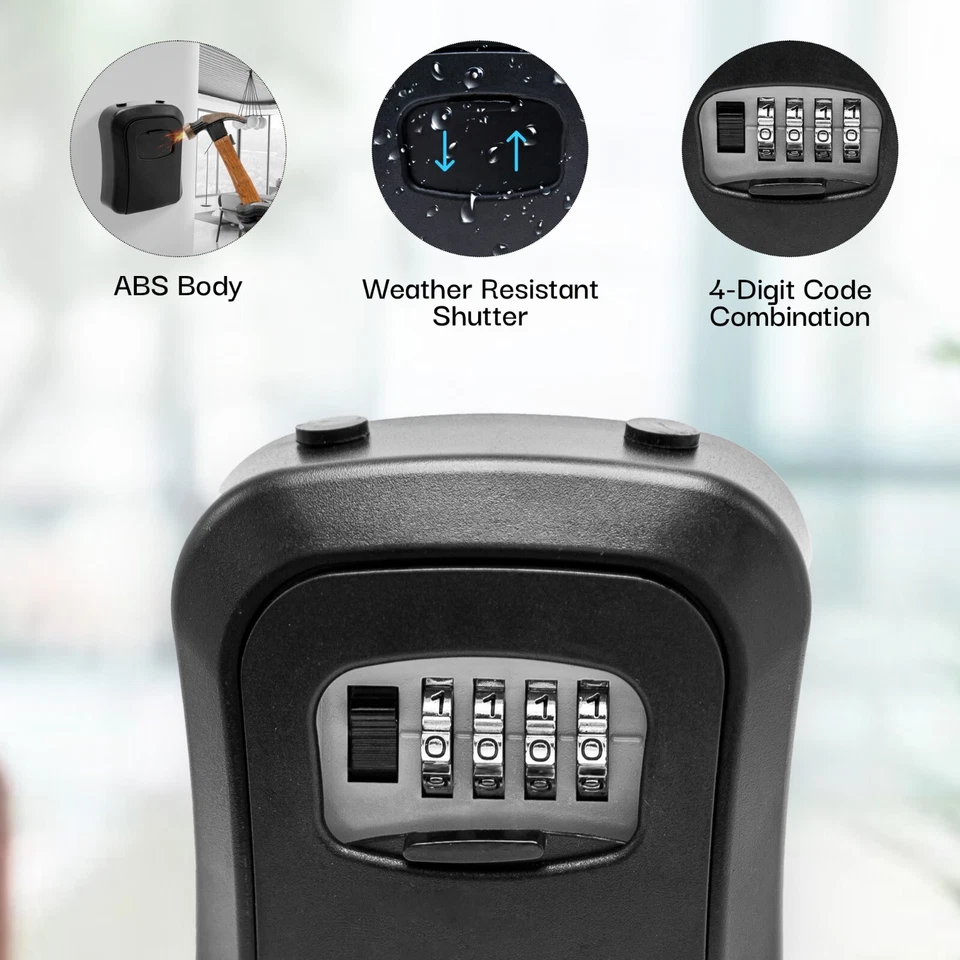Key Lock Box for Outside-Combination Lockbox for House Key-Portable/Wall Mounted - Image 2 of 4
