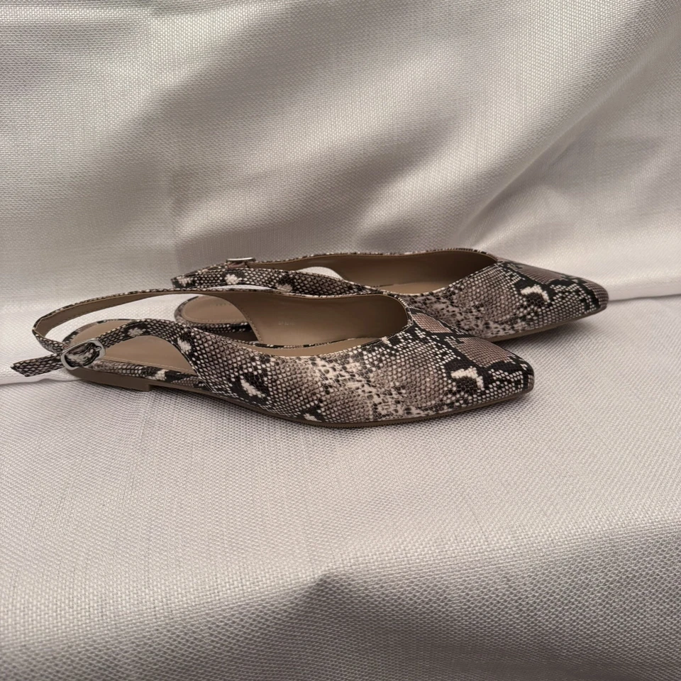 Madden Girl Brown Faux Snakeskin Slingback Ballet Flats Size 9 Shoes - Image 4 of 4