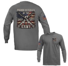 Proud Veteran of The US Army Military Patriotic US Flag Long Sleeve