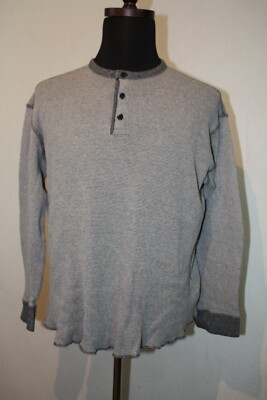 Paper Denim Cloth PDC Sz L Gray Thermal Waffle Knit Long Sleeve
