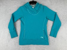 The North Face Sweater Women Small Teal Pullover Hoodie Cotton Blend