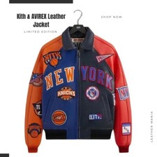 New York Knicks Madison Square Garden Leather Jacket - Kith Avirex Bomber Coat