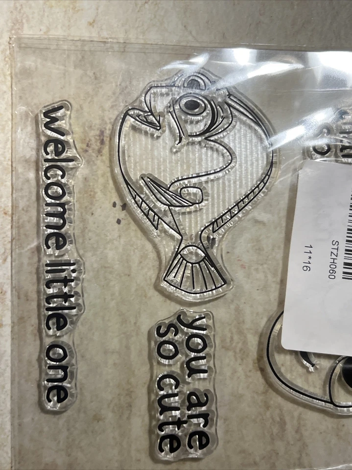 Estampillas transparentes bebé-7 bienvenido pequeño pez hola eres tan lindo gracias Foto 3 de 3