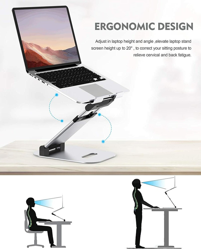 Adjustable Laptop Stand with Cooling Vents for Desks & Ergonomics